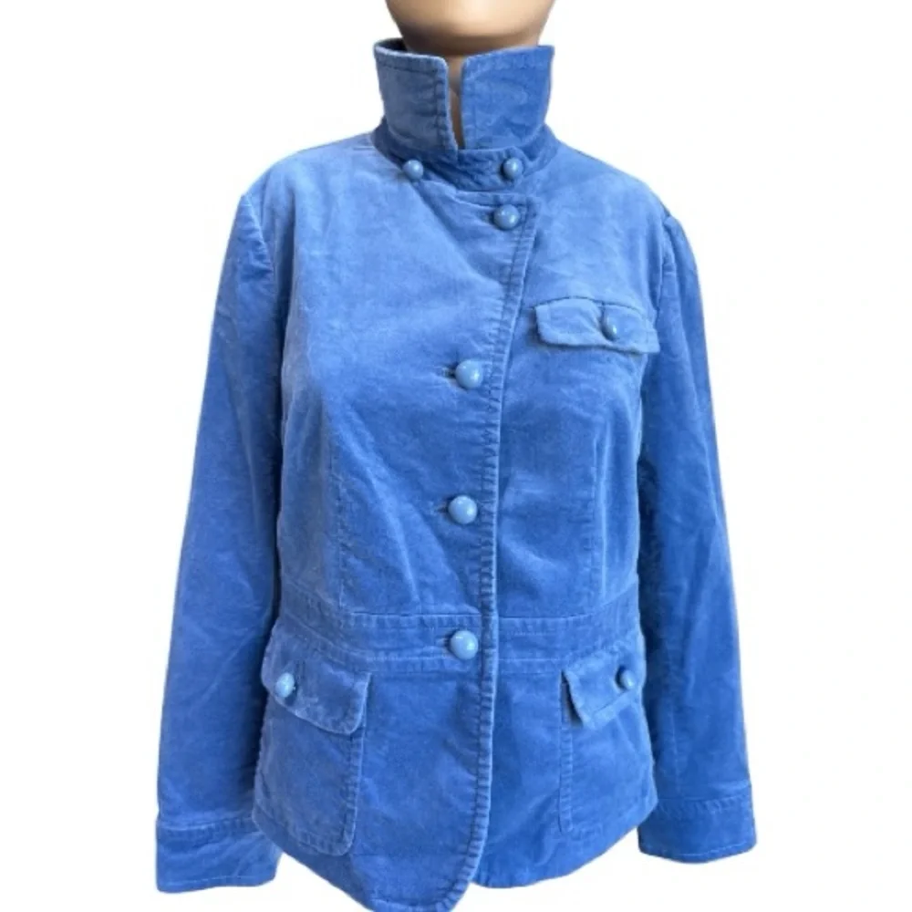 Talbots Button Up Blazer Jacket Mid Length Blue Size 10P - Picture 3 of 7
